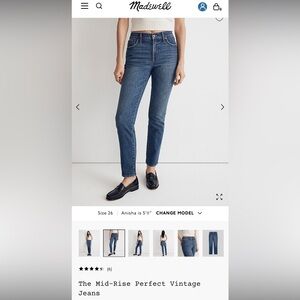 Madewell The Mid-Rise Perfect Vintage Jeans Corson Wash